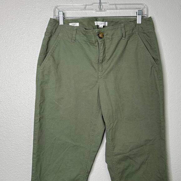Loft The Monroe Slim Pant Green Size 8 Cotton Twill Ankle Mid Rise Stretch - Picture 3 of 8